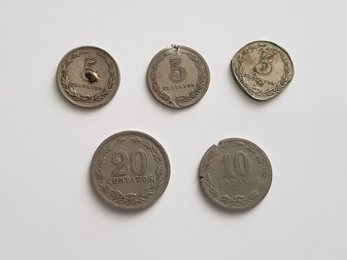 Monedas X 5 Argentina 1921 1922 1925 1928 5 10 20 Centavos (Usado)