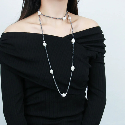 Xcollar Largo De Perlas Con Cuentas De Cristal Para Mujer