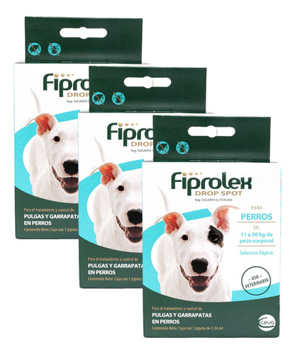 Pipeta Anti Pulga Ceva Fiprolex Perro 11kg A 20kg Dorso Pet Color Azul