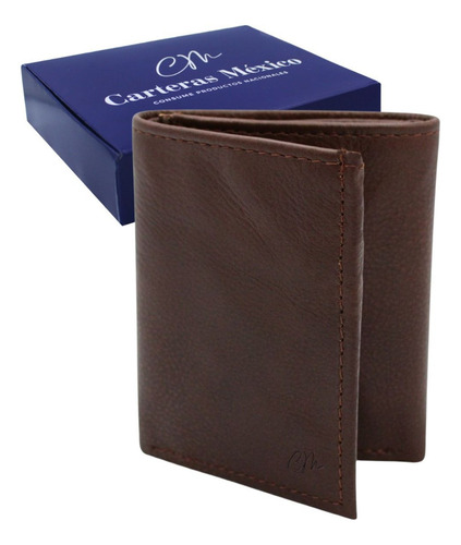 Cartera Billetera Piel Cuero Caballero Casual Triple Chocolate