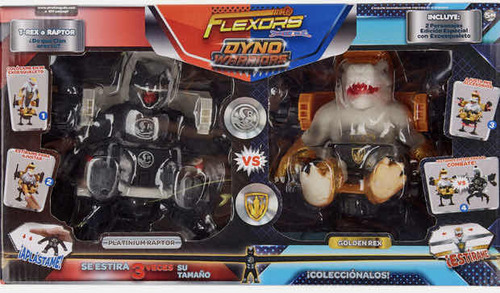 Flexors Dyno Warriors Platinium Raptor Vs Golden Rex