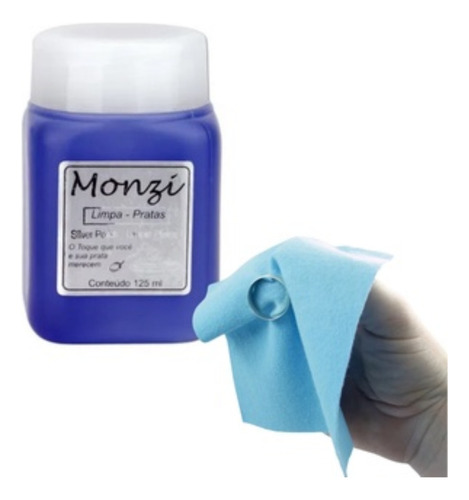 1 Limpa Prata Monzi 125ml + 1 Flanela Magica Pornta Entre Bh