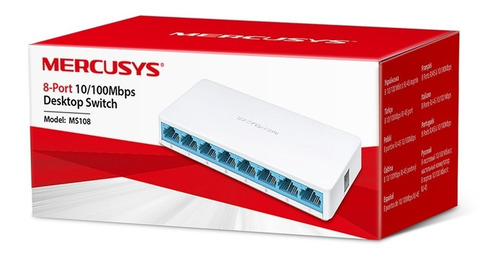 Imagen 1 de 4 de Switch Mercusys 8 Puertos 10/100 Mbps Ms108 De Escritorio