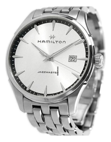 Reloj Hamilton Jazzmaster Gent Hombre Quartz 40mm H32451151 Correa Plateado Bisel Plateado Fondo Plateado