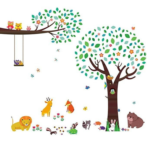 Decowall Da-1312p1410 Árbol Grande Con Amigos Animales Y Ram