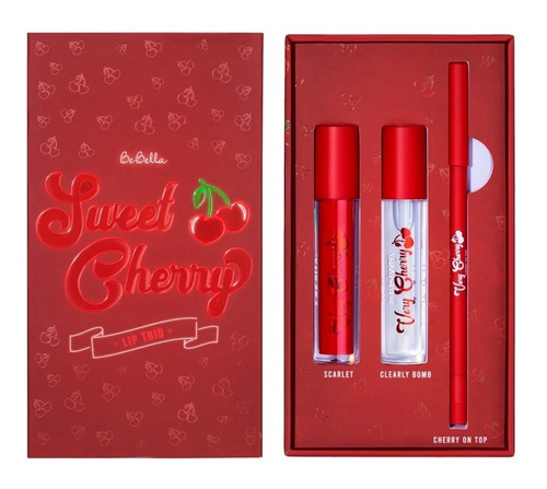 Kit Labial Matte, Lipgloss & Delineador Sweet Cherry Bebella