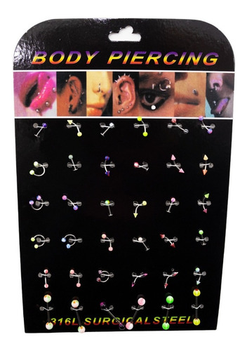 Display Piercing Gr Surtido De Modelos Y Colores 36 Pcs