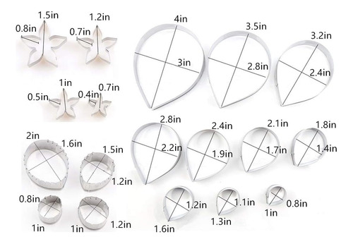 Juego De 18 Moldes De Flores De Pasta De Goma Austin Rose Pe