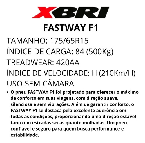Pneu 175/65r15 84h Fastway F1 Xbri Aro 15