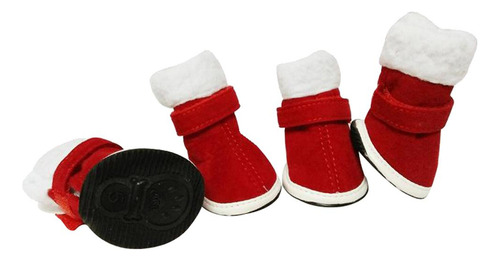 4 Piezas De Mascota Botines Navidad De Pata Rojo S