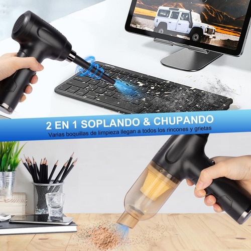 Soplador De Aire Recargable,2 En 1 Plumero De Aire Aspirador