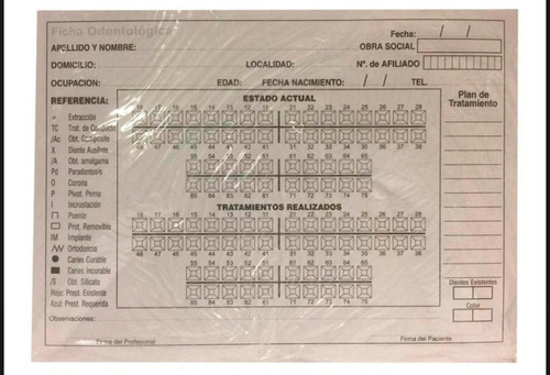 3 Fichas Dentales X 50u. Presentación Horizontal Odontología