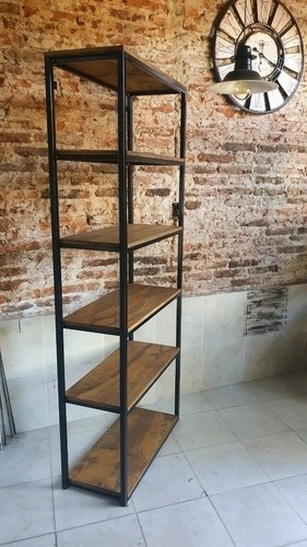 Biblioteca Industrial 250x30x100 Reforzada Hierro Madera
