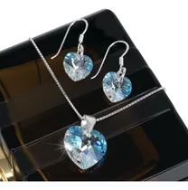 Comprar Collares Aretes Mujer Corazon Swarovski Dije Cadena Plata