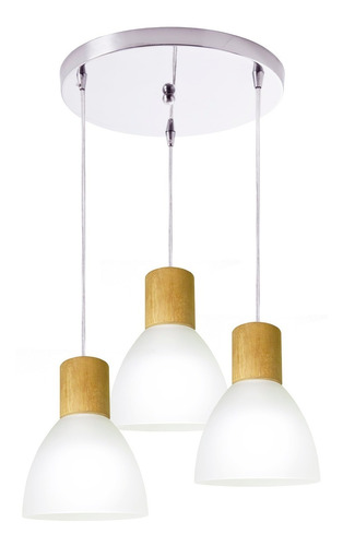 Lustre Anello Wood Pendente Com 3 Lâmpadas Startec Madeira