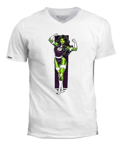 Camiseta Cuello V She Hulk Fuerza Poster Comics Ivk