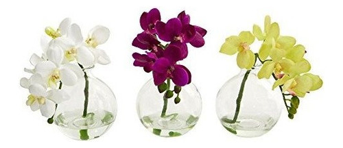 Casi Natural 9 Orquidea Phalaenopsis Artificial Arreglo En