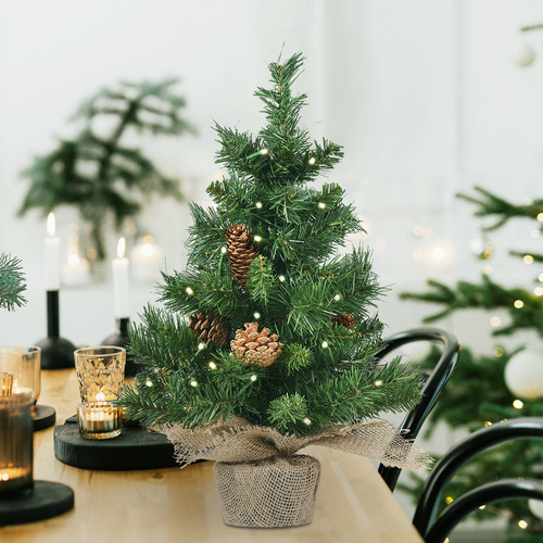 Árbol De Mesa De 1.5 Pies Con Batería Led Y Piñas