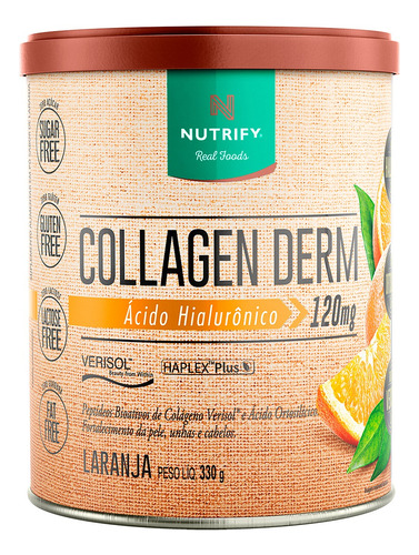 Collagen Derm Laranja - Suplemento Verisol Ácido Hialurônico