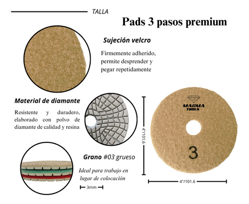 Pads Wet Tres Pasos Premium Magma Tools 4 Grano 3 3