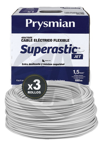 Cable Unipolar Prysmian 1.5mm X3 Rollos Blanco X100mts Ea