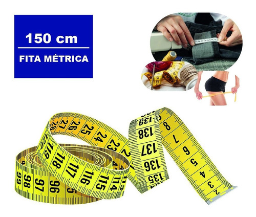 Imagem 1 de 7 de Fita Métrica 150cm Medir Massa Corporal E Tecido Amarela
