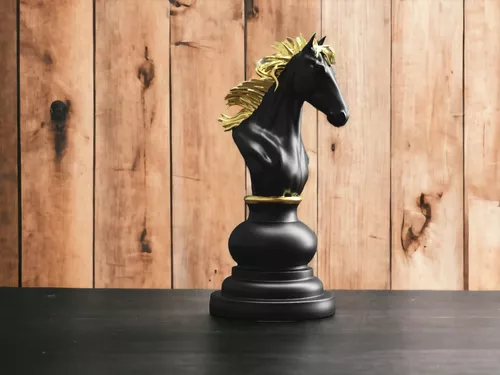 Decoração Peças De Xadrez Preto Rei E Rainha Escultura Grande