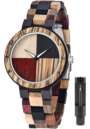 Tiong Ladies Plaid Wood Design Watch Relojes De Madera Liger