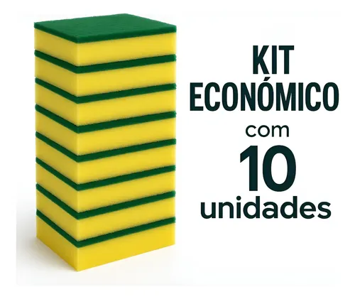 Kit 10 Esponja De Limpeza Multiuso Dupla Face Antirrisco