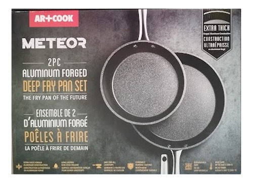 Set Sartén Profundo Aluminio Forjado 2 Pzs Art+cook Color Negro