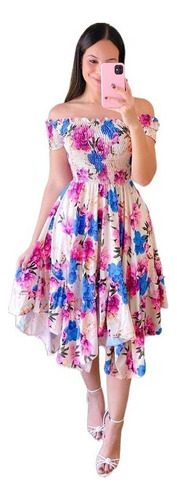 Vestido Largo Floral A La Moda Femenina Con Hombros Descubie