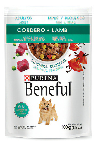 Purina Beneful Alimento Húmedo Adultos Minis Cordero Sobre De 100g