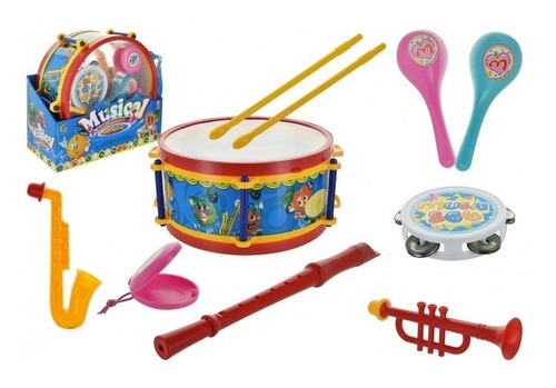 Set Musical Complet Tambor Maracas Flauta Pandereta Trompeta