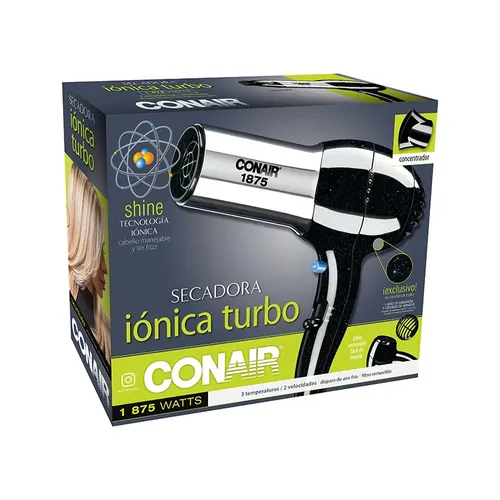 Secadora Cabello Turbo I nica Conair Con Cromo 256bes Negra