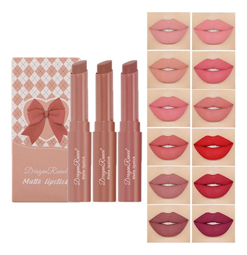 Set De 3 Labiales Barra Mate Cremoso Dragon Ranee