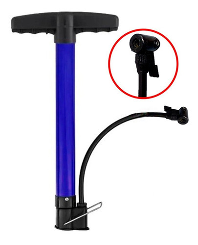 Bomba De Ar Manual Encher Pneu Bicicleta Moto Fácil Bramix Cor Azul