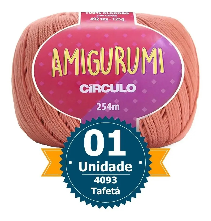 Linha Fio Amigurumi 100% Algodão Trico Croche Círculo 254m Cor 4093 - Tafetá