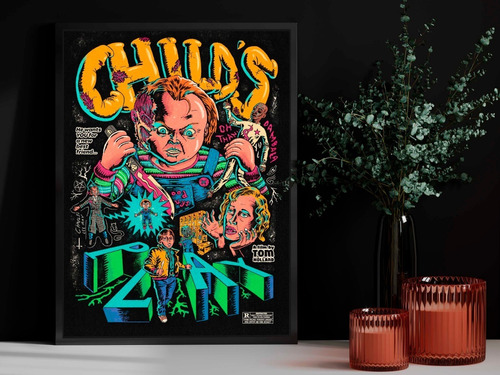 Cuadro Negro, Poster  33x48cm Chucky El Muñeco Diabolico