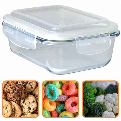 Pote Hermético De Vidro Para Marmita 640ml Tampa Com Trava Vidro