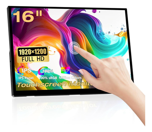 Monitor De Pantalla Táctil Portátil, Monitor De 16 Pulgadas