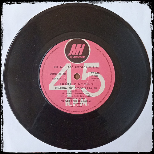 Bobby Vinton - Guarda Tus Besos Para Mi 1976 Vinilo Single