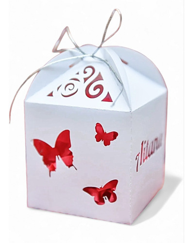 10 Cajas Caladas Mariposas 10x17cm Personalizadas