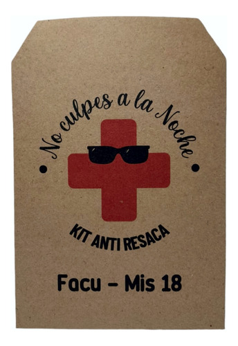 70 Bolsita Papel Madera Kit Antiresaca Fiesta Personalizadas