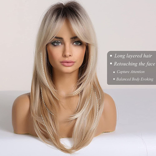 Pelucas Rubias Largas For Mujer Peluca De Pelo En Capas
