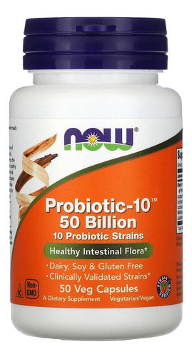 Suplemento em cápsula NOW  Probiotic-10 probiotico Probiotic-10 em pote de 50g 50 un