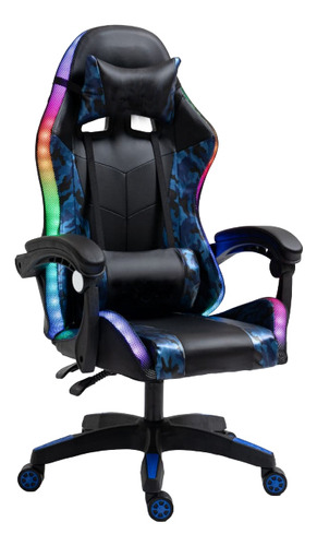 Silla Gamer Con Luces Led Rgb: Ajustable, Almohada Lumbar Y 