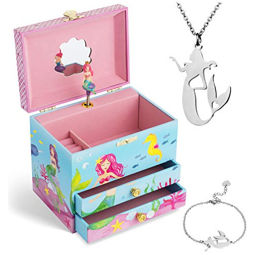 Caja De Música De Sirena Juego De Joyas Niñas Pequeñ...