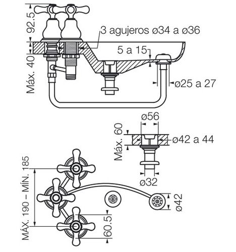 Imagen 2 de 6 de Griferia Fv Denisse Bidet 0295/64-cr Proyectar Materiales