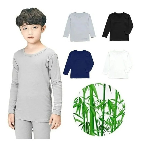 Camisetas Polera Bambú Niño Primera Capa Manga Larga