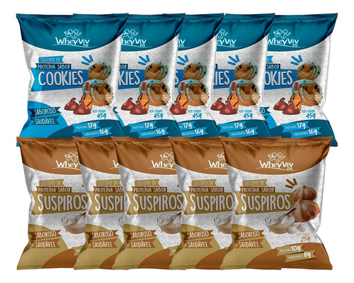 Biscoito De Proteína Wheyviv Fit Cookies + Suspiro Em 10un
